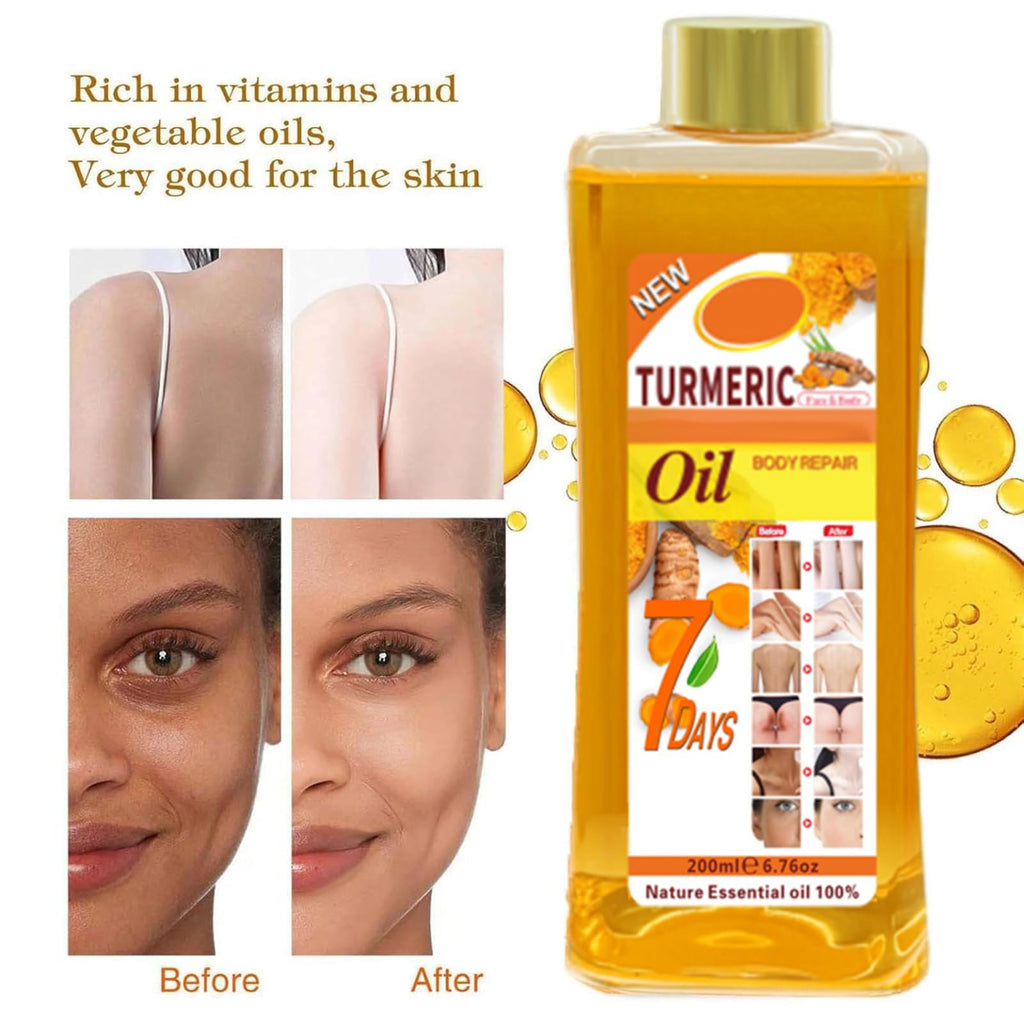 Turmeric Oil for Skin, Soft 7 Turmeric Oil, Natural Moisturizing Nourishing for Face and Body, Vitamin E Body Oil, for All Skin Types
