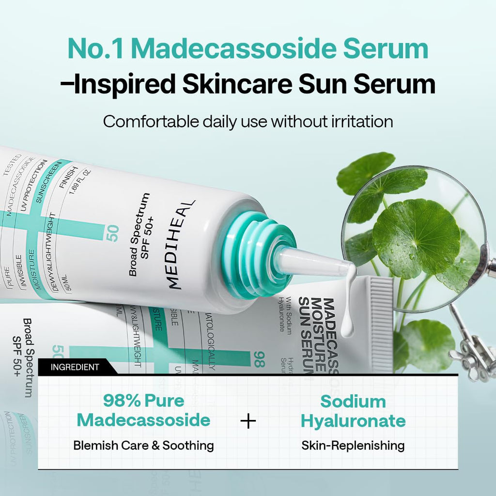 MEDIHEAL Madecassoside Moisture Sun Serum SPF 50+ Sunscreen (1.69 fl oz)