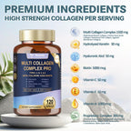 18-in-1 Collagen Pro 1500mg w/Types I II III V X Biotin VIT A C E 120 Caps