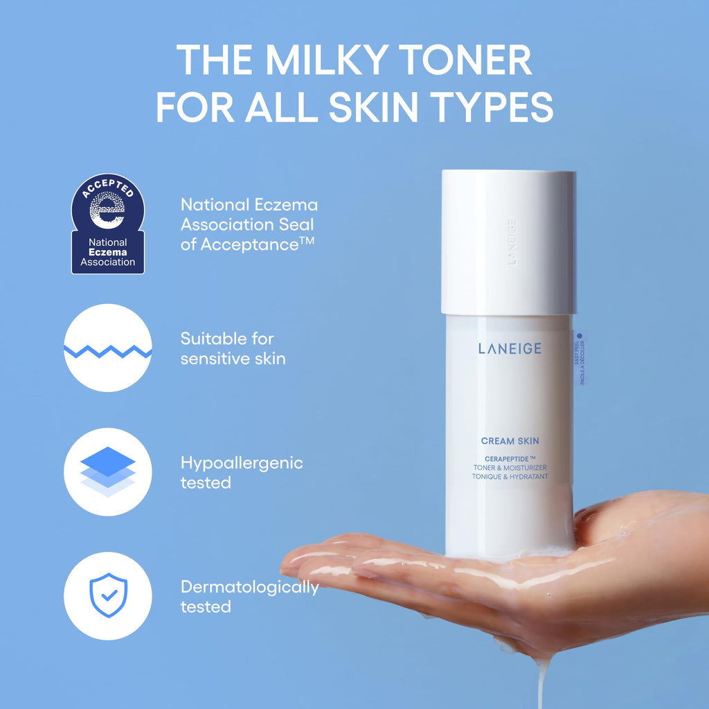 Buy now LANEIGE Cream Skin Toner & Moisturizer: Lightweight Refillable Korean Milky Toner with Ceramide & Peptide for Hydration, Firming, & Barrier Support at indiglob india