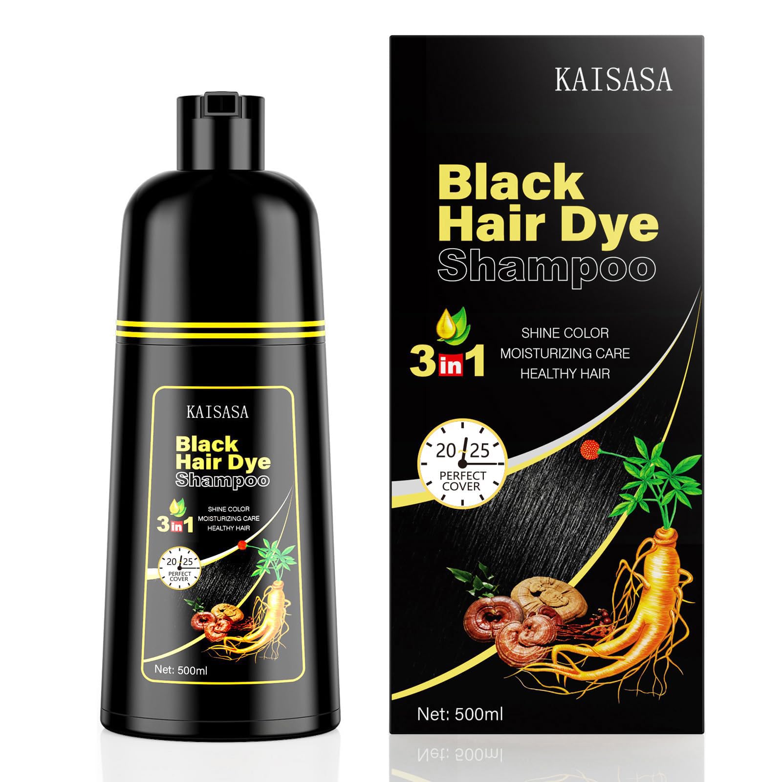 KAISASA Dark Burgundy Hair Dye Shampoo 3 in 1 for Gray Hair, Women & Men | Easy-to-Use Hair Color Shampoo for Full Gray Coverage and Daily Hair Care