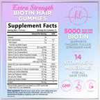 Hair Vitamins Gummies for Hair Growth - Hair, Skin & Nails Beauty Complex with 5000mcg Biotin per Serving - Supports Thicker, Stronger, Radiant-Looking Hair for Women & Men, Berry Flavor - 120 Gummies