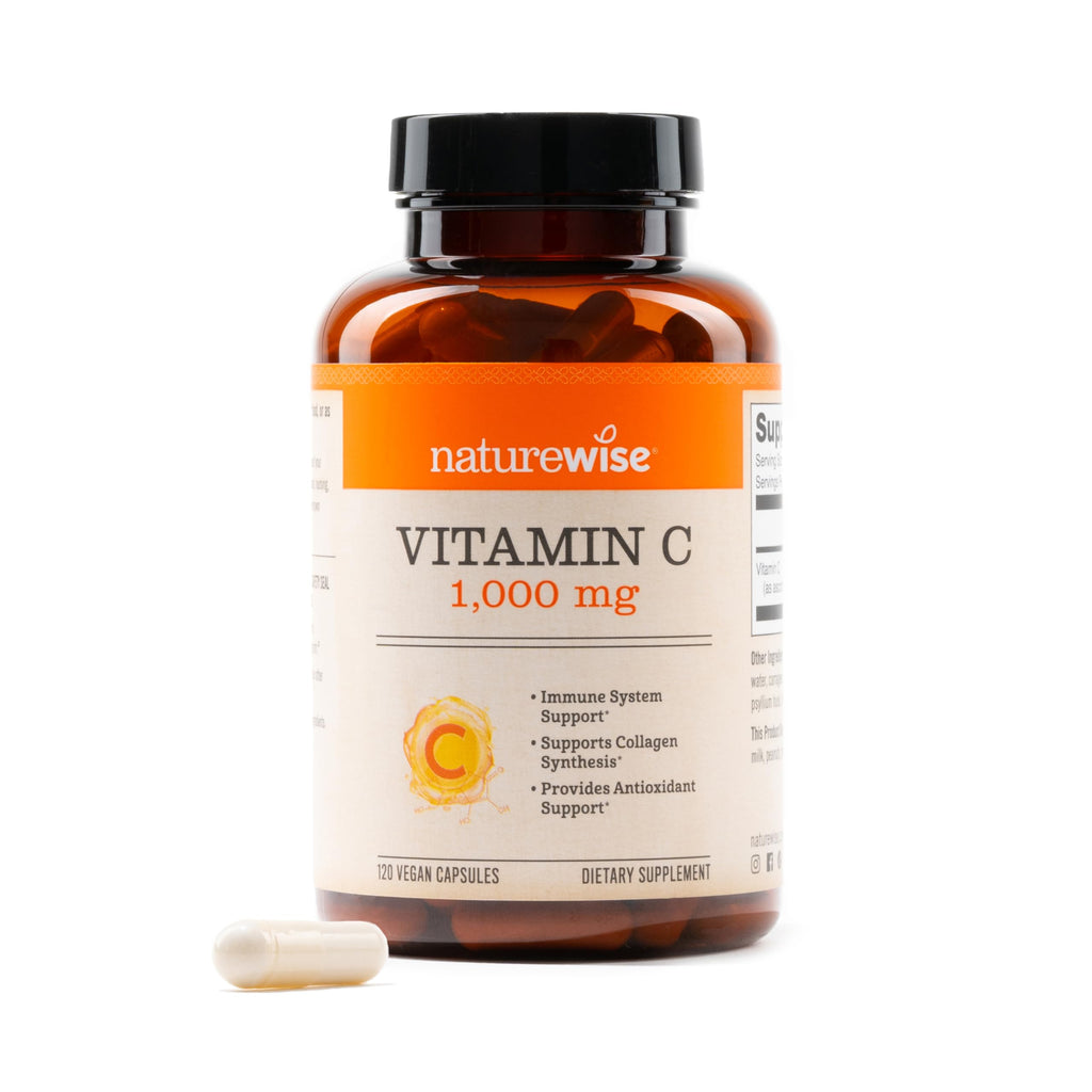 NatureWise Vitamin C 1000mg Capsules - Extra Strength Vegan Vitamin C for Daily Antioxidant & Immune Support - Non-GMO, USA Manufactured - 60 Capsules[60-Day Supply]