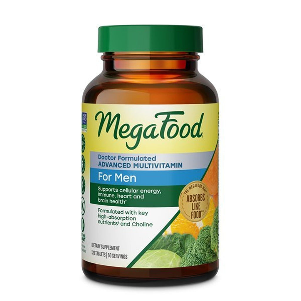 MegaFood Advanced Multivitamin for Men, Doctor Formulated, 120 Tablets | Immune Support, Cellular Energy, Heart & Brain Health, Choline, Methylfolate, Vitamin C, D3, Zinc, Vegetarian, 60 Servings
