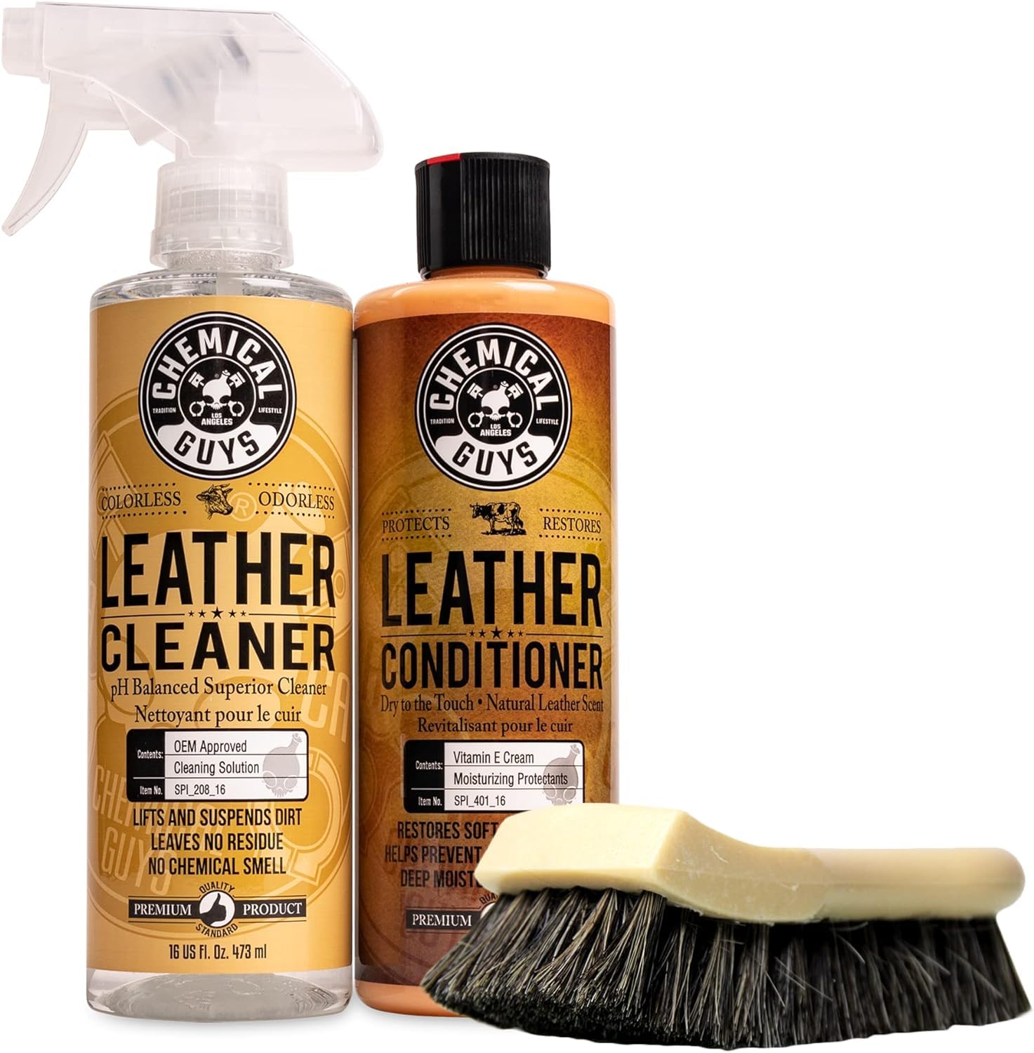 Buy now Chemical Guys Leather Cleaner and Conditioner Kit - 2 Bottles (4 oz Each), Car Cleaner and Conditioner, Safely Cleans & Conditions Leather Car Interiors, Furniture, Shoes, Boots, Bags, Apparel & More at indiglob india