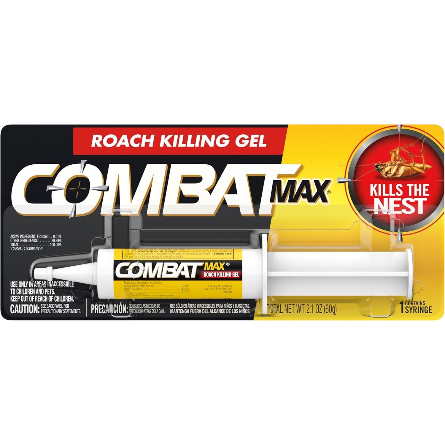 Buy now Combat Max Roach Killing Gel for Indoor and Outdoor Use, 1 Syringe, 2.1 Ounce (Pack of 1) at indiglob india