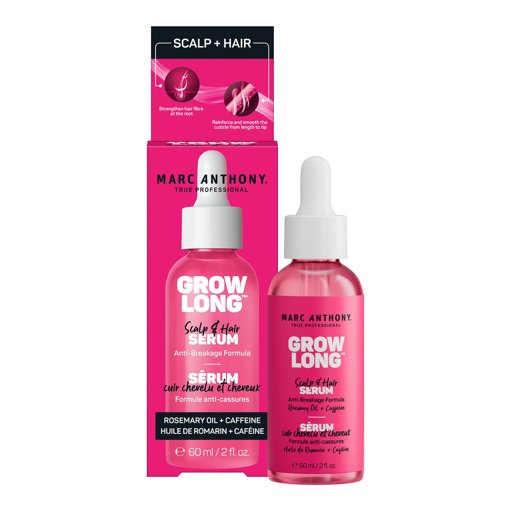 Marc Anthony Grow Long, Anti-Breakage Scalp & Hair Serum with Biotin | Lightweight serum softens, smooths, shines & adds root & length strength to reduce breakage. Biotin, Rosemary & Caffeine.