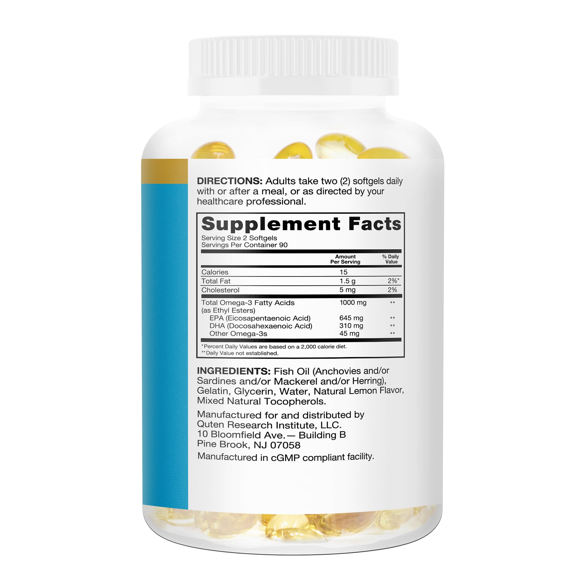 Qunol Ultra Omega-3 Fish Oil Mini Softgels, 1000mg EPA + DHA, 180ct | High Potency, Ultra-Purified Fish Oil, Support Heart Health and Brain Health, Lemon Flavor, Easy to Swallow Minis; Non-GMO