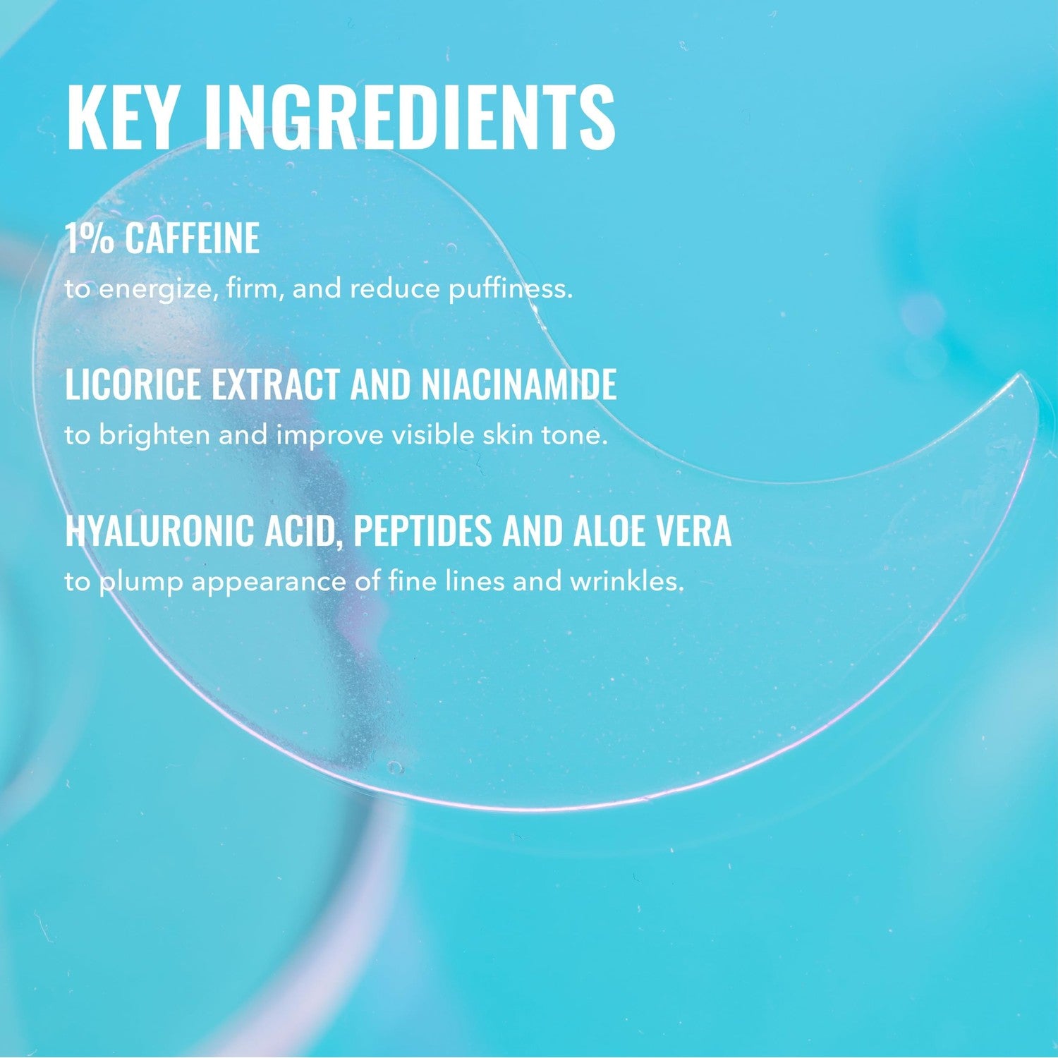 Good Molecules Caffeine Energizing Hydrogel Eye Patches - Eye Mask with Hyaluronic Acid Hydrate and Reduce Puffiness - Pack of 30, Skincare for Face