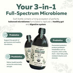 Flora Biome - Live Probiotic, Prebiotic, & Postbiotic – Organic Live-Culture – 10 Probiotic Strains, 18 Fermented Herbs - Complete Gut Health & Microbiome Optimizer (16 oz)
