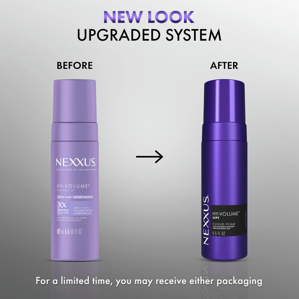 Nexxus Hy-Volume Cloud Foam Hair Foam for Lift and Volume For Flat & Limp Hair Hair Styling Foam Powered by Magnitube Volumizer Technology with Hyaluronic Acid 5.5 fl oz