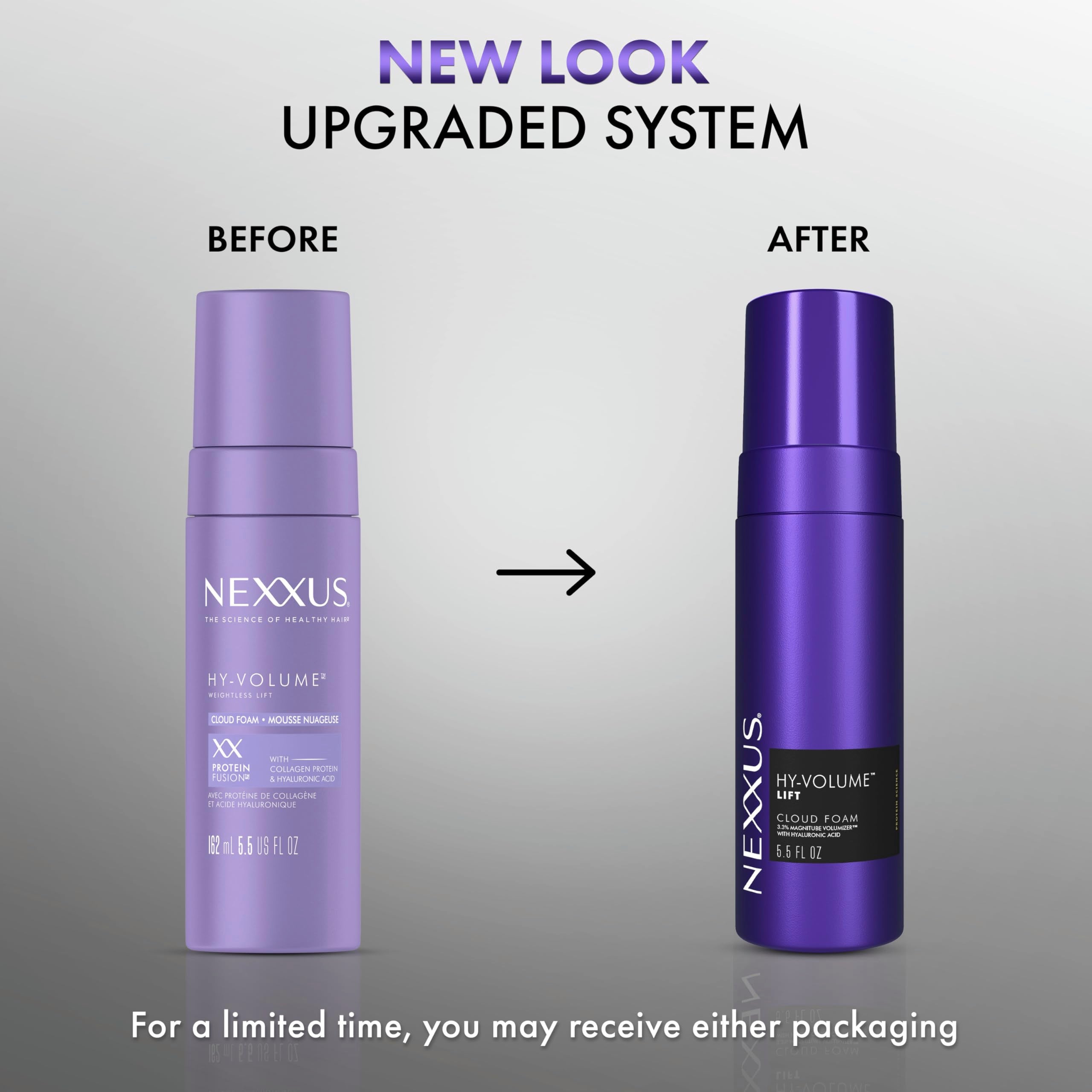 Nexxus Hy-Volume Cloud Foam Hair Foam for Lift and Volume For Flat & Limp Hair Hair Styling Foam Powered by Magnitube Volumizer Technology with Hyaluronic Acid 5.5 fl oz