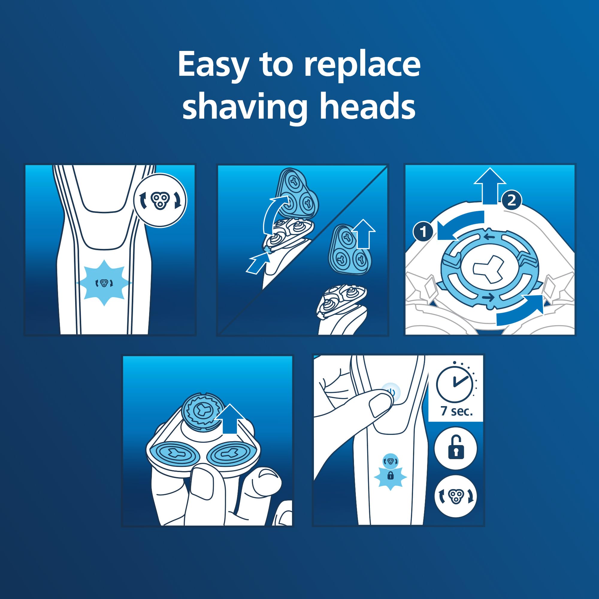 Philips Norelco Genuine Replacement Heads, 3 Count | 27 Self Sharpening PowerCut Blades, Compatible with Series 1000 - 3000, SH30/52