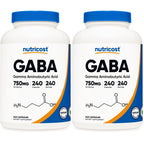 Nutricost GABA (Gamma Aminobutyric Acid) 750mg, 240 Capsules | GMO-Free, Gluten Free