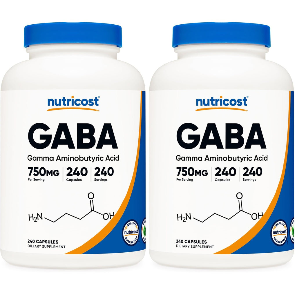 Nutricost GABA (Gamma Aminobutyric Acid) 750mg, 240 Capsules | GMO-Free, Gluten Free