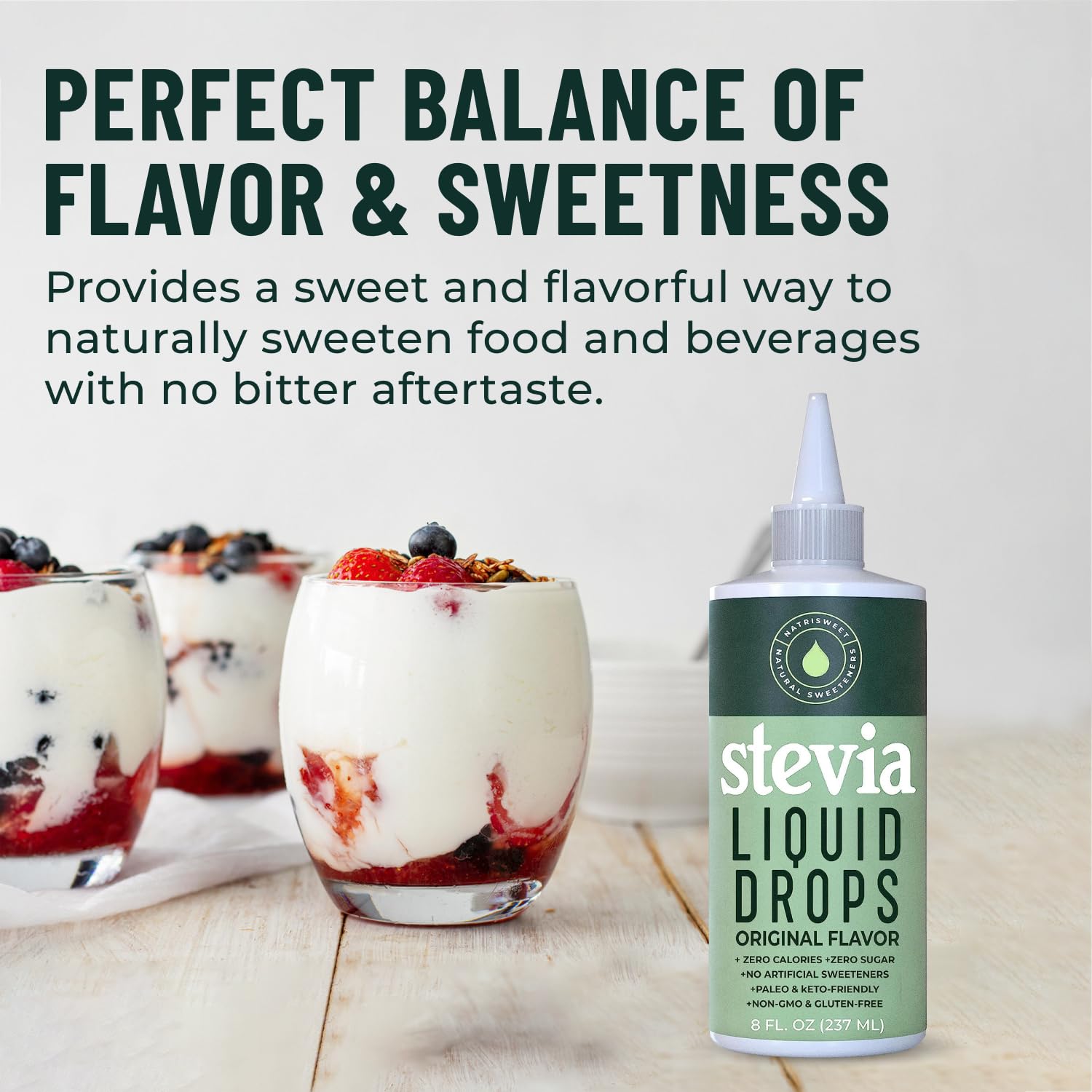 Stevia Liquid Drops, 8 Fl oz, 1823 servings, Pure Concentrated Drops with Zero Calories & Zero Carbs, Delicious Sugar Substitute Great for Keto & Paleo Diets