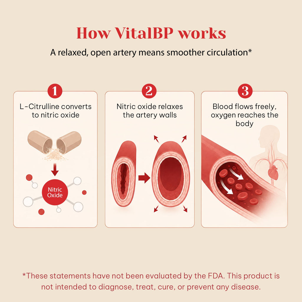 VitalBP Blood Pressure, Blood Flow & Artery Support, CoQ10, K2 & D3, 4 Pack | With L-citrulline to support normal blood pressure, blood flow & artery health.