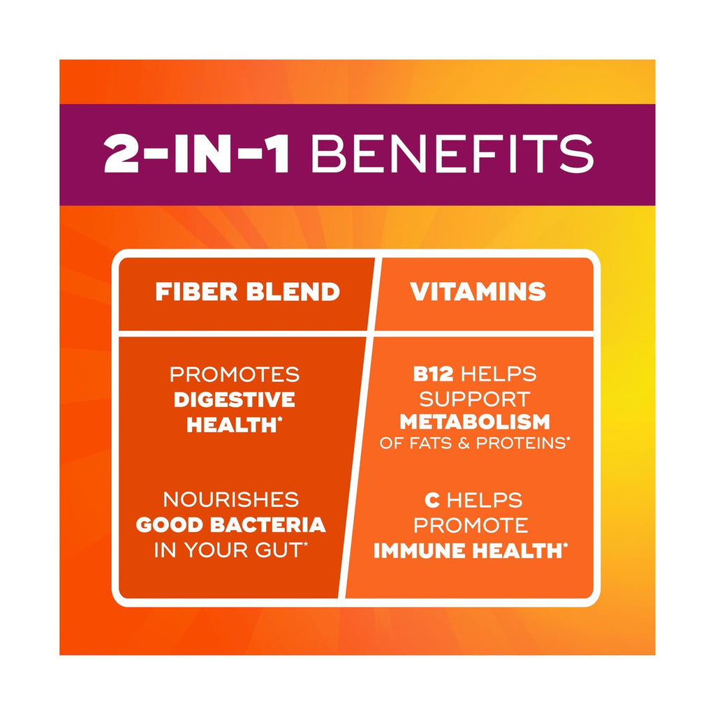 Metamucil Fiber Gummies for Adults with Vitamins C, D, B12 for Metabolism, No Sugar Added Citrus Berry Flavor, 5g Plant Based Prebiotic Fiber Supplement Blend, 120 Count