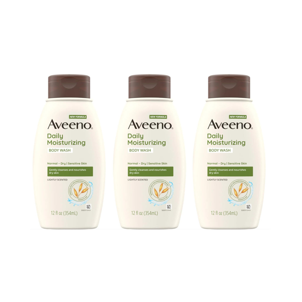 Aveeno Daily Moisturizing Body Wash, Prebiotic Oat, Dry Skin, 18 fl oz x 2
