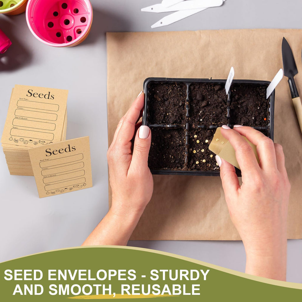 Joyberg 156 PCS Seed Envelopes 3.15”x 4.72”, Seed Packets Envelopes Kraft Seeds Saving Envelope, Self Sealing Seeds Storage Mini Envelope for Flower Vegetable