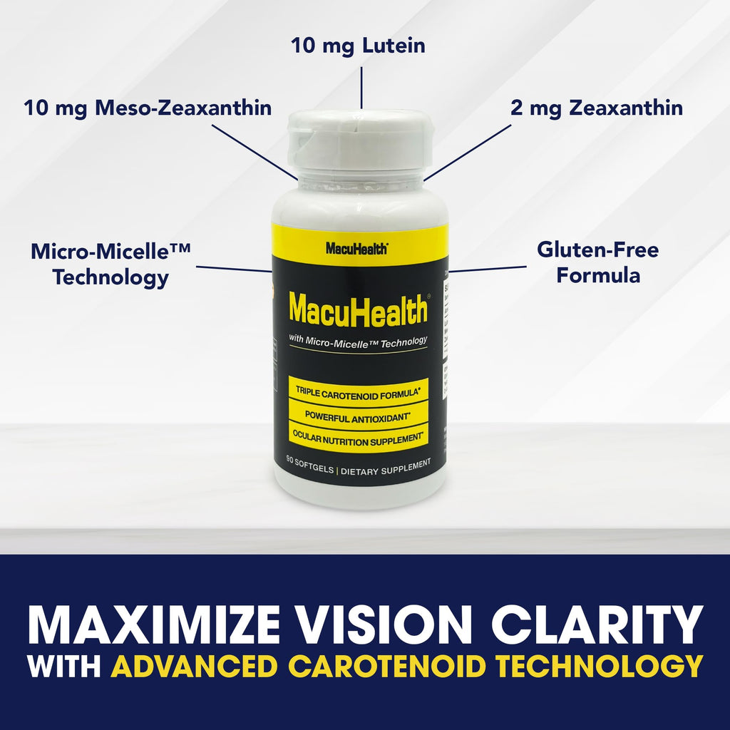 Macuhealth Triple Carotenoid Formula - Eye Vitamins for Adults | 90 softgels, 3 months supply, Advanced Eye Support & Health Eye Formula, triple carotenoid, micro micelle, softygels