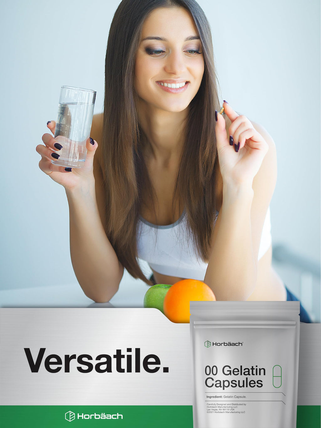 Empty Capsules Size 00 | 1000 Clear Gelatin Capsules | Resealable Bag | Non-GMO, Gluten Free | By Horbaach