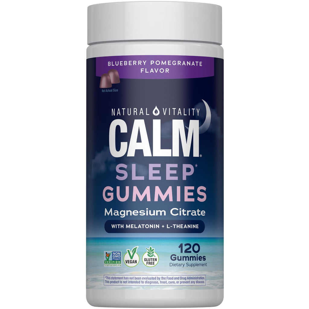 Natural Vitality Sleep Gummies | Magnesium, Melatonin & L-Theanine Formula | Blueberry Pomegranate Flavored Supplement | Vegan, Gluten Free & Non-GMO | 120 Count