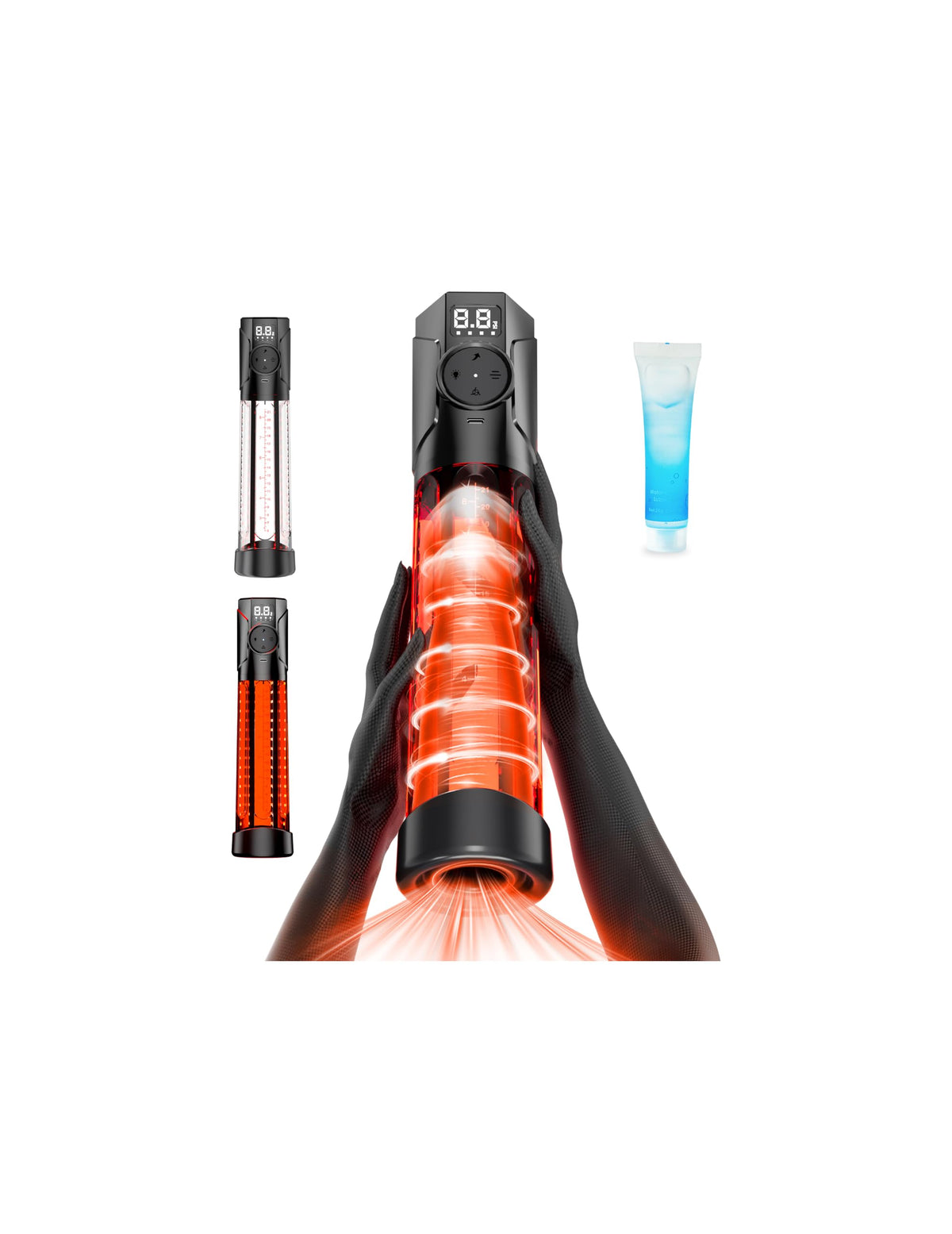 Electric Red Light Vacuum Penis Pump Enlarge Training Upgraded 72 LEDs