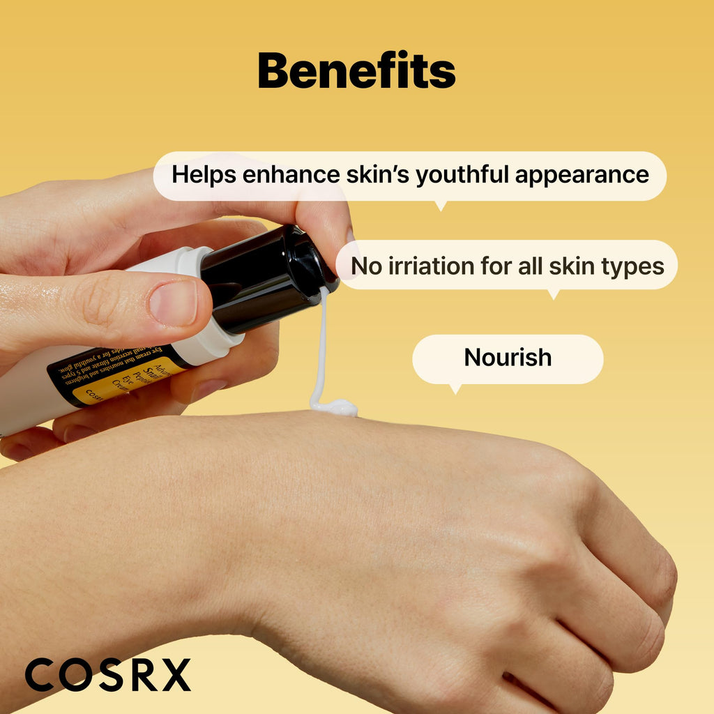 COSRX Snail Mucin Peptide Under Eye Cream for Anti-aging, 0.84 oz | 73.7% Snail Mucin, 5X Peptide and Niacinamide, Eye Care, Korean Eye Cream for Dark Circles, Korean Skin Care