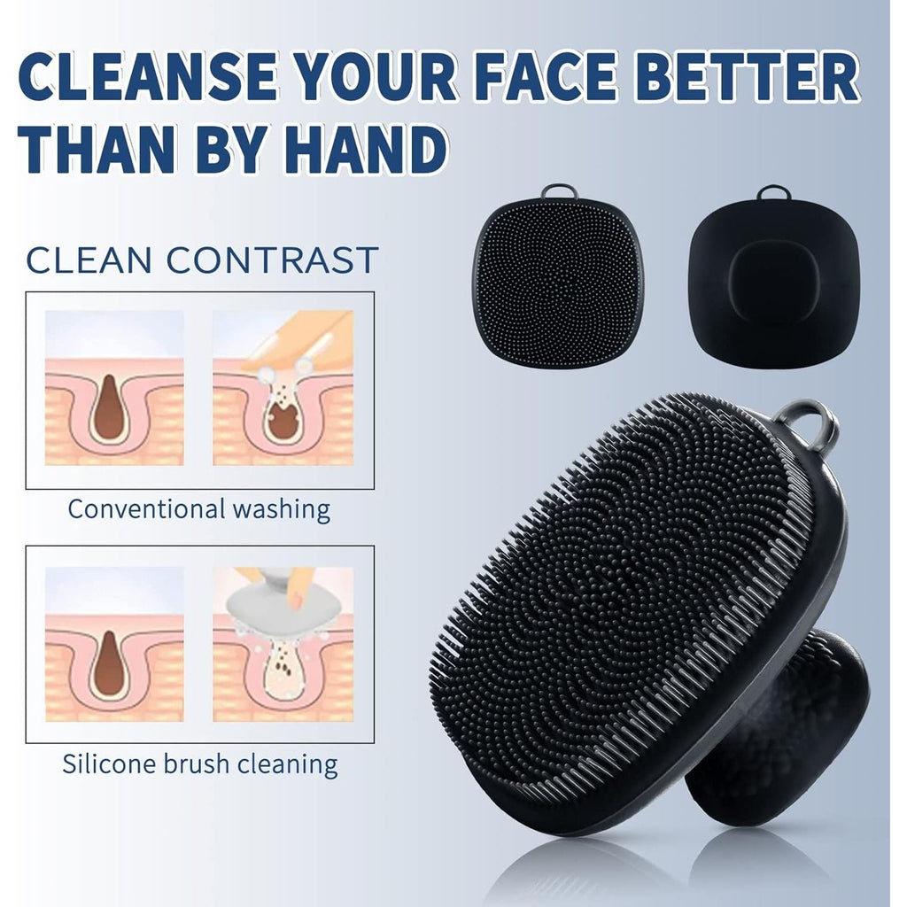 Buy now VWMYQ Face Scrubber, Silicone Face Scrubber for Men Facial Cleansing Brush Silicone Face Wash Brush Manual Waterproof Cleansing Skin Care Face Brushes for Exfoliating- Black at indiglob india