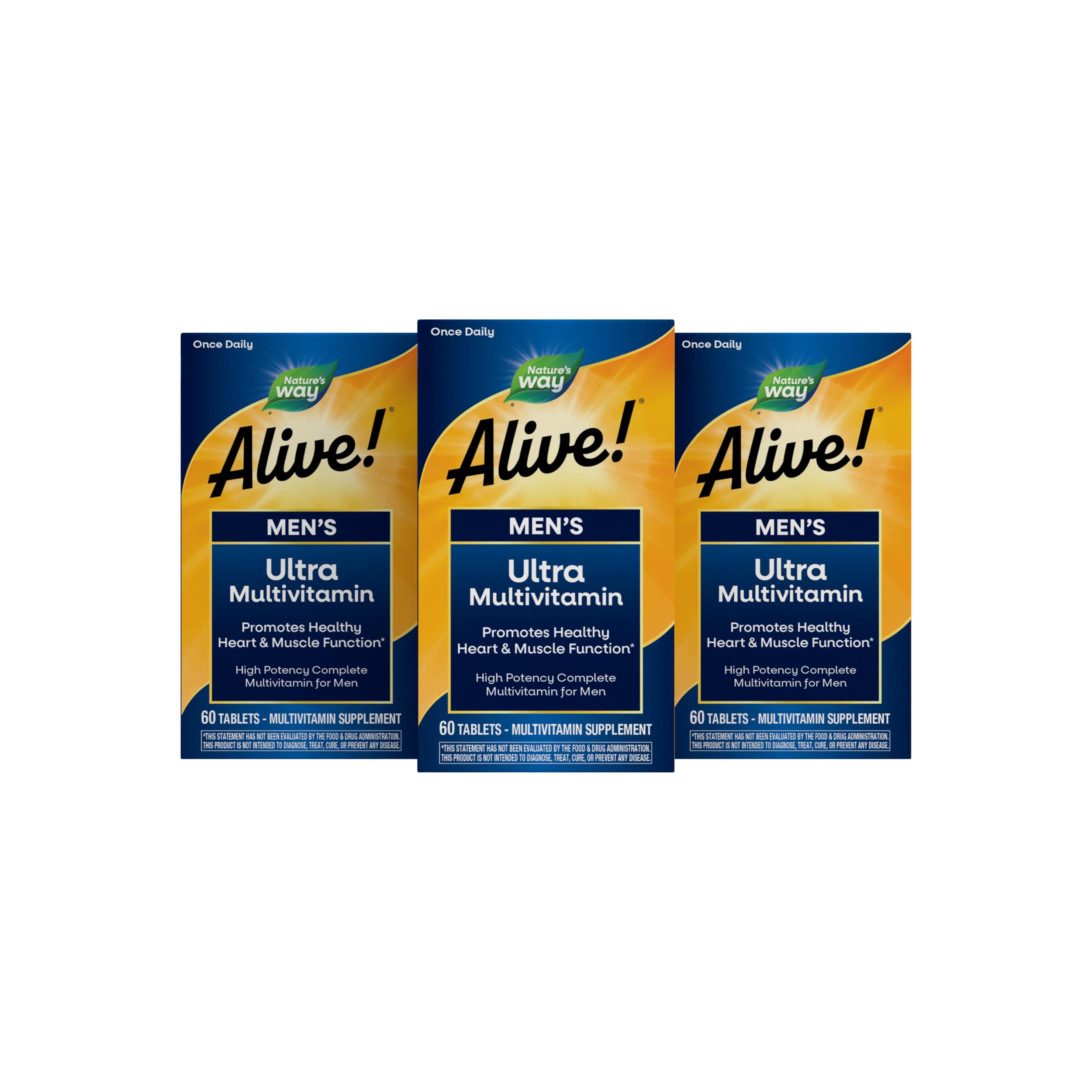 Nature's Way Alive! Men’s Daily Ultra Potency Multivitamin Tablets, 150 ct | Complete High Potency Men’s Daily Vitamin Promotes Heart & Muscle Function*, B-Vitamins, Zinc and Antioxidants
