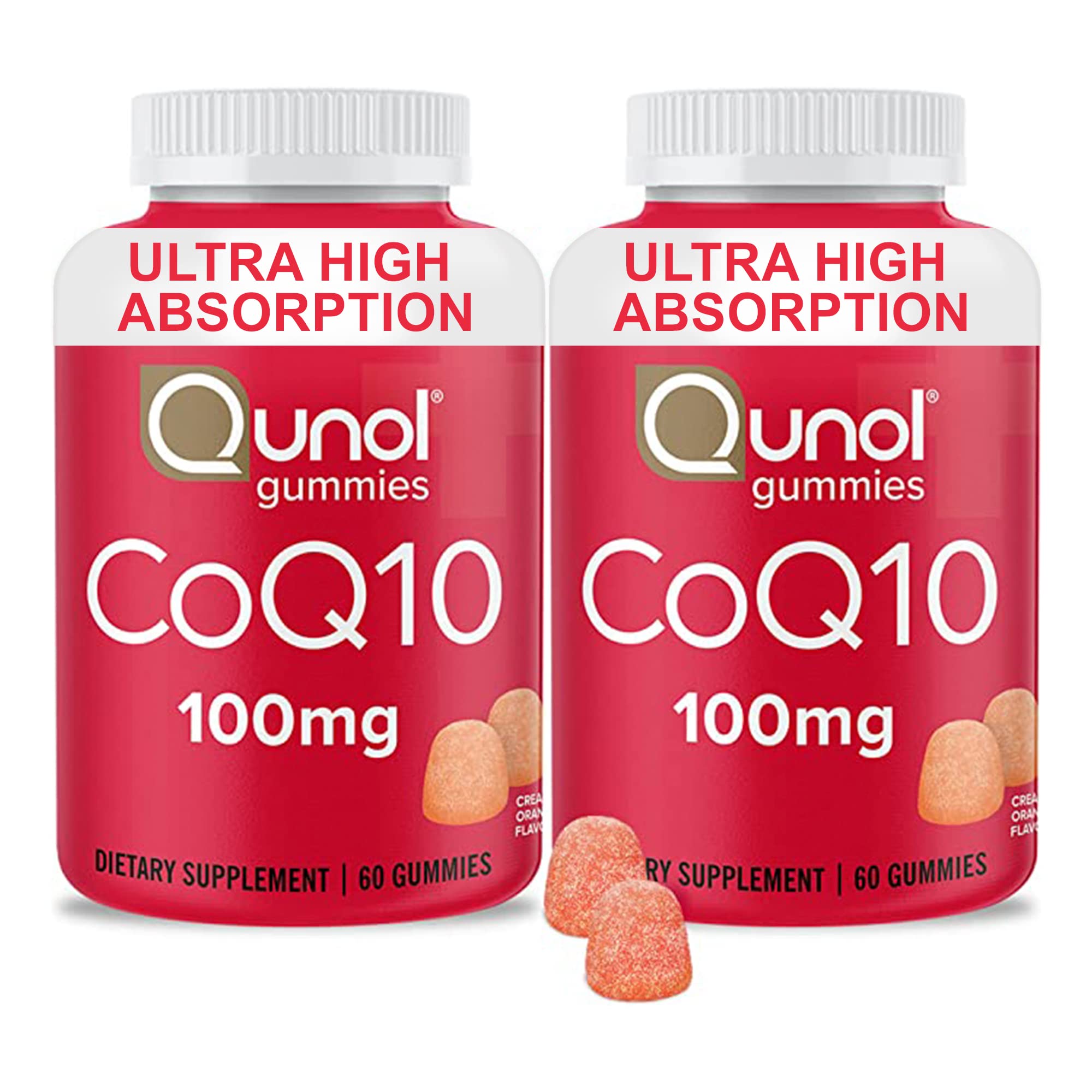 Qunol CoQ10 Gummies, CoQ10 100mg, Delicious Gummy Supplements, Coenzyme Q10 Helps Support Heart Health, Vegan, Gluten Free, Ultra High Absorption - 90 Count