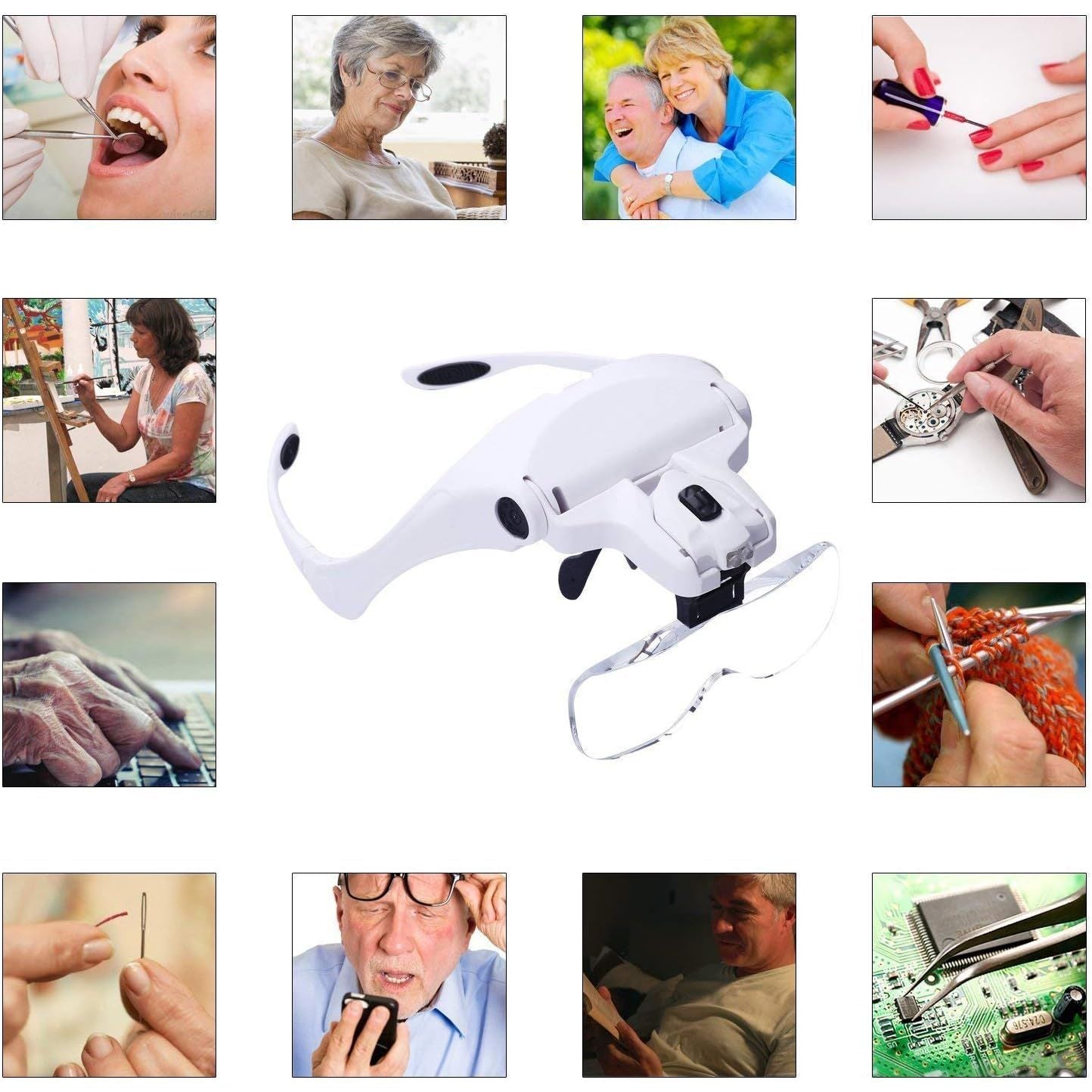 Buy now Headband Magnifier Glasses LED Magnifying Loupe Head Mount Magnifier Handsâ€”Free Bracket and Headband are Interchangeable 5 Replaceable Lenses1.0X,1.5X,2.0X,2.5X,3.5X (Upgraded Version) at indiglob india