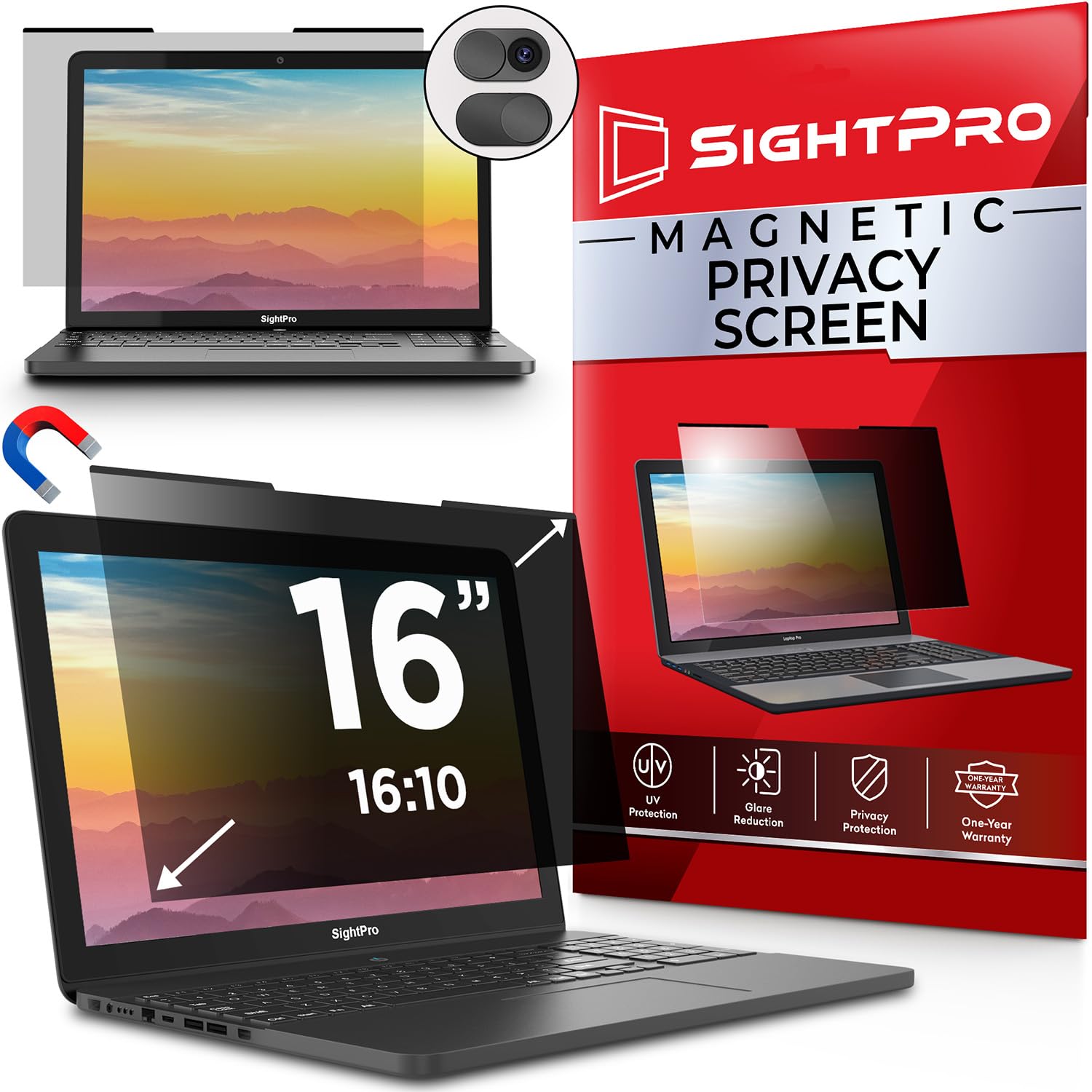 Buy now Magnetic Privacy Screen for MacBook Pro 16 Inch (2019, 2020) Removable Laptop Privacy Filter Shield and Protector at indiglob india