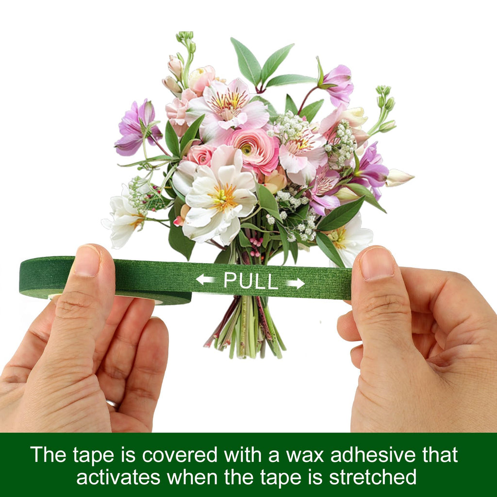 8 Rolls Floral Tape 1/2inch Flower Tape, Green Floral Tape | 30 Yards Florist Tape for Bouquet Stem Wrapping, Floral Crafts, Wedding Bouquet and Fresh Flowers