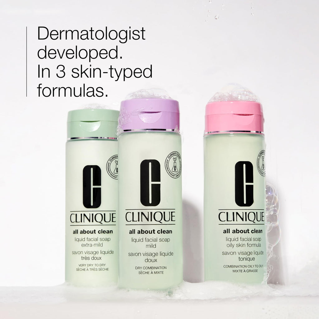 Buy now Clinique 3-Step All About Clean Liquid Facial Cleanser Soap | Face Wash For Very Dry To Dry Skin Types | Type 1, 6.7 Fl Oz at indiglob india