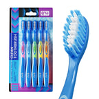 Medium Bristle Toothbrush for Adults, Manual Whitening Brush with Spiral Bristles Removes Smoke, Tea & Coffee Stains – Deep Plaque Clean, Rounded Tips for Gum Safety，5 Pack
