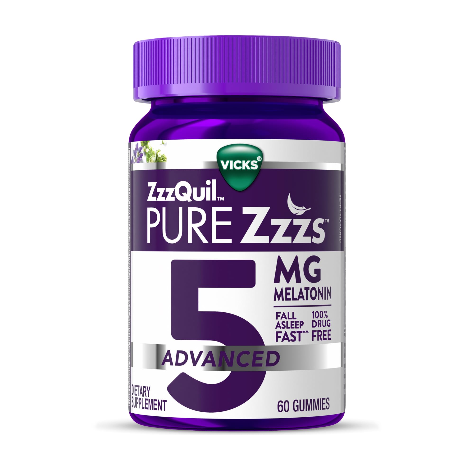 Buy now ZzzQuil Pure Zzzs Melatonin Gummies, Melatonin 5mg, Sleep Aid, with Chamomile & Lavender, Melatonin Sleep Gummies, Sleep Aids for Adults, Berry Flavored, 60 Sleep Gummies at indiglob india