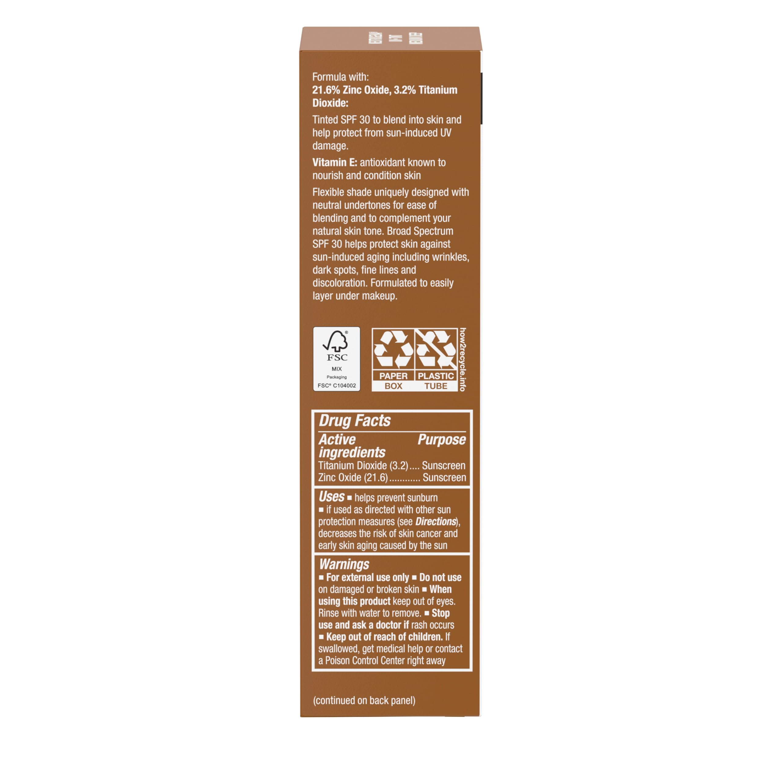 Buy now Neutrogena Purescreen+ Tinted Sunscreen for Face with SPF 30, Broad Spectrum Mineral Sunscreen with Zinc Oxide and Vitamin E, Water Resistant, Fragrance Free, Medium Deep, 1.1 fl oz at indiglob india