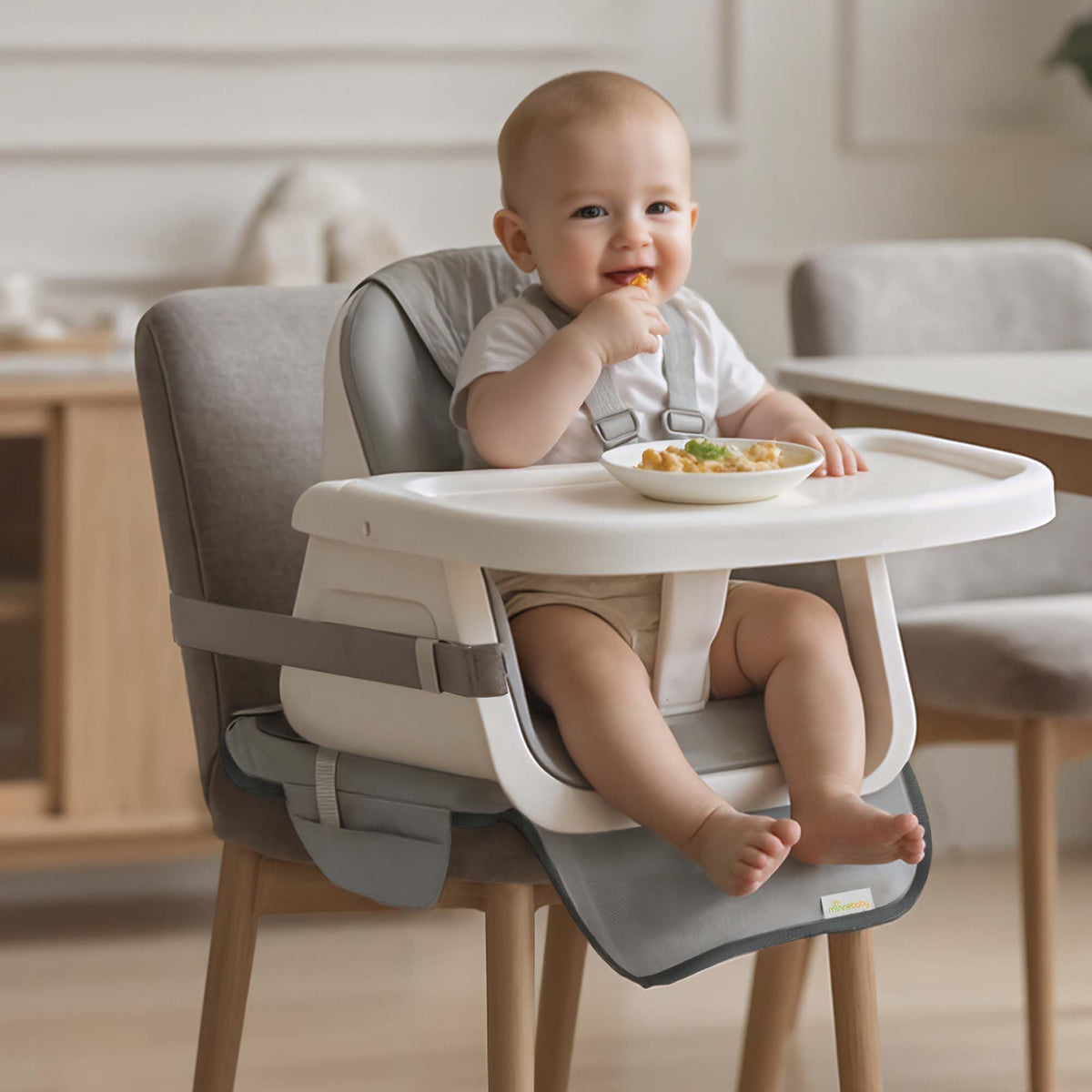 Minnebaby Extra Large Booster Chair Protector Cover, Dining Chair Seat Cover for Booster Seat, Grey