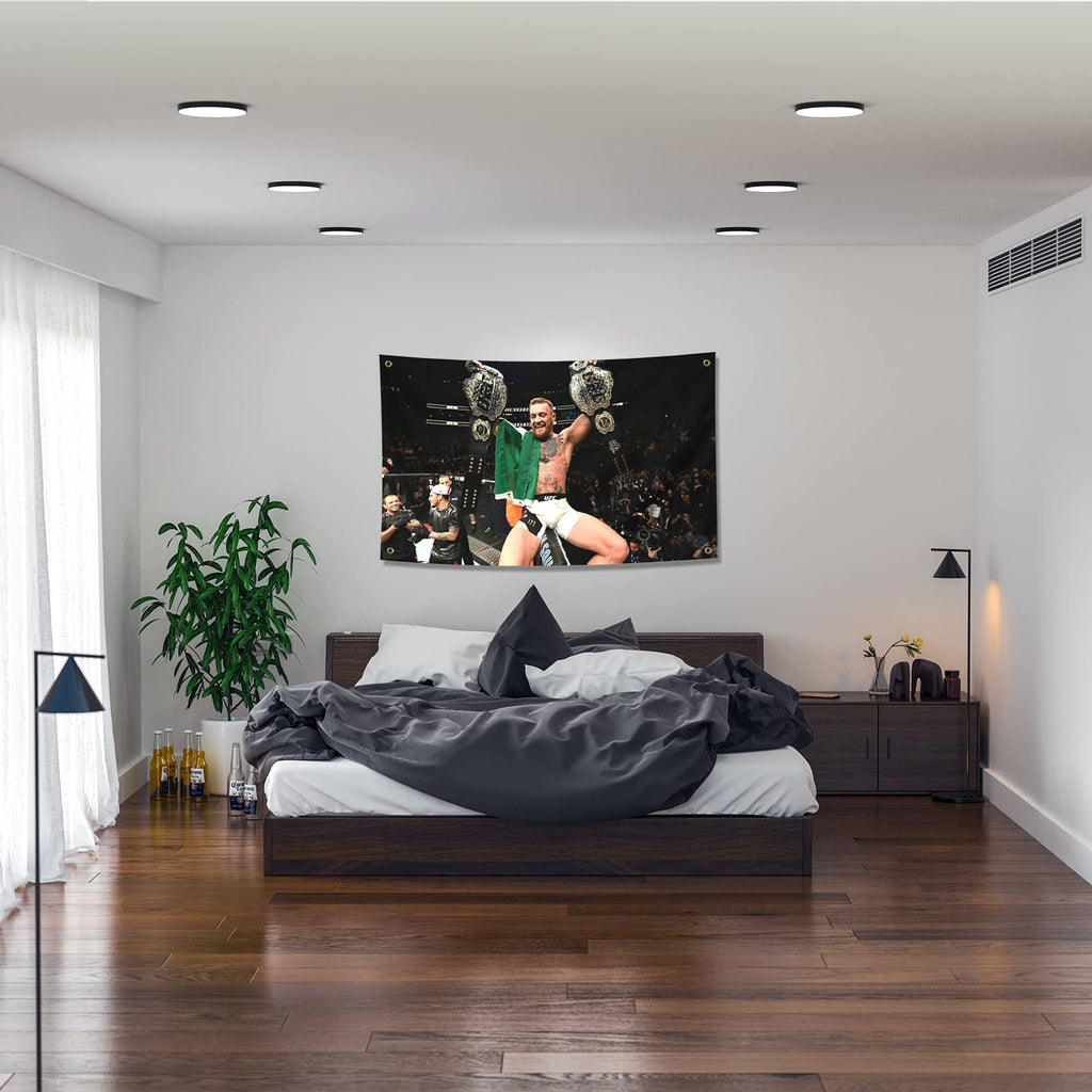 Conor McGregor Boxing Flag Funny Poster Durable Man Cave Wall Flag with Brass Grommets 3x5 Feet Tapestry for College Dorm Room Decor,Outdoor,Bedroom, Parties gifts, travel, filming,events,festivals..