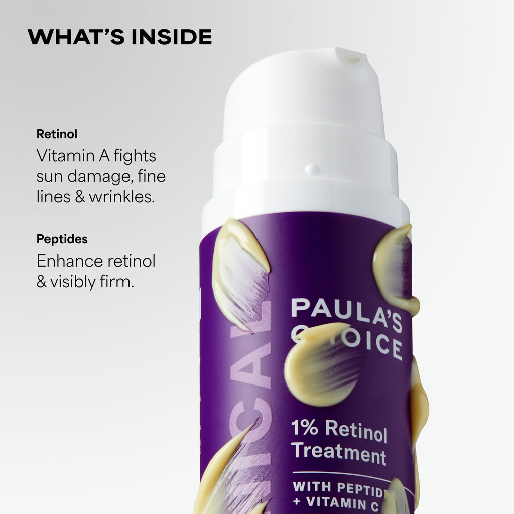 Paula's Choice CLINICAL 1% Retinol Face Treatment with Peptides | Anti-Aging Face Serum with Vitamin C & Licorice Extract for Fine Lines & Wrinkles, Fragrance Free