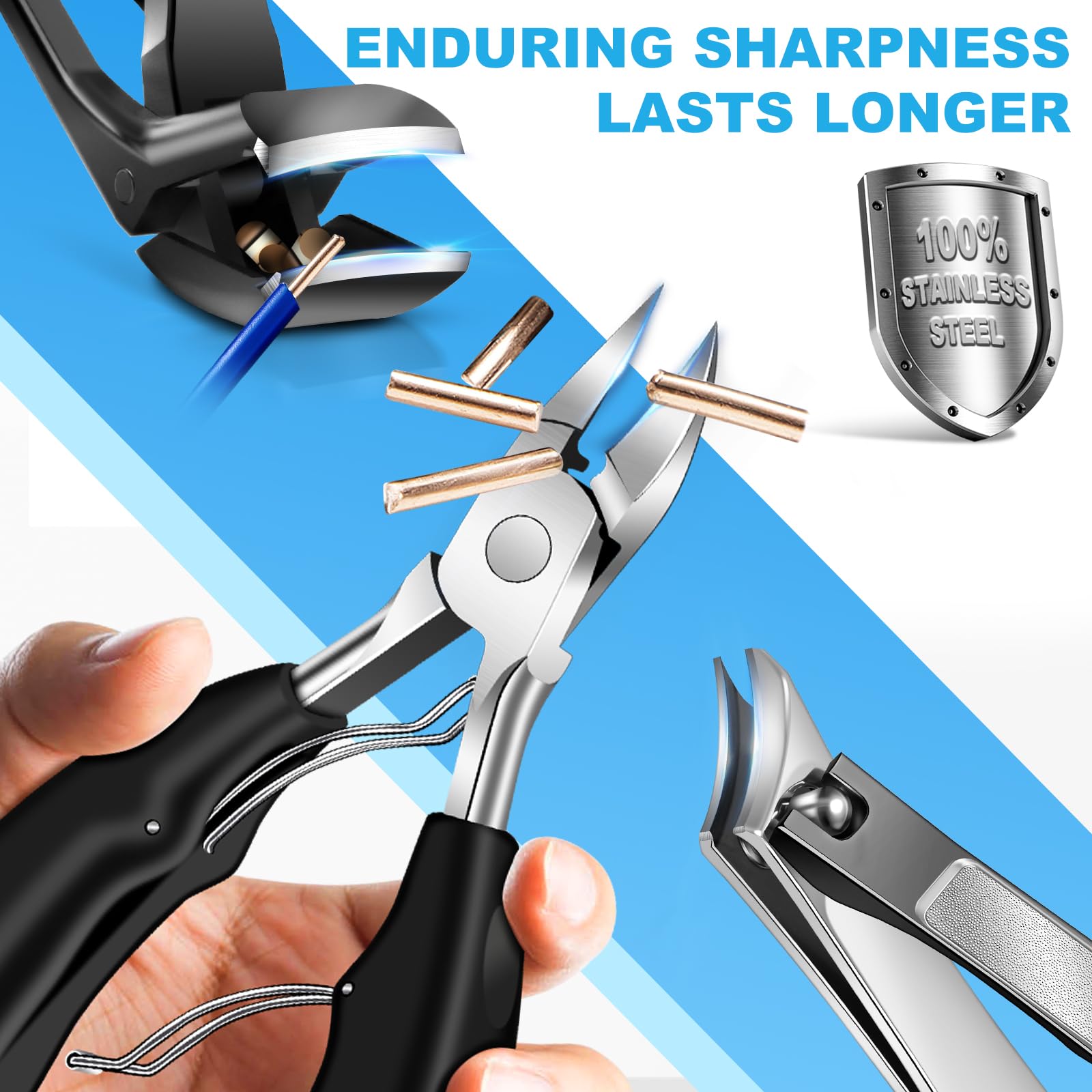 2026 Toenail Clippers for Thick Toenails for Seniors Angled Head | Large Toe Nail Clippers Set for Men, Long Handle Heavy Duty Ingrown Toenail Clippers, Ultra Sharp Slanted Finger Nails Cutter
