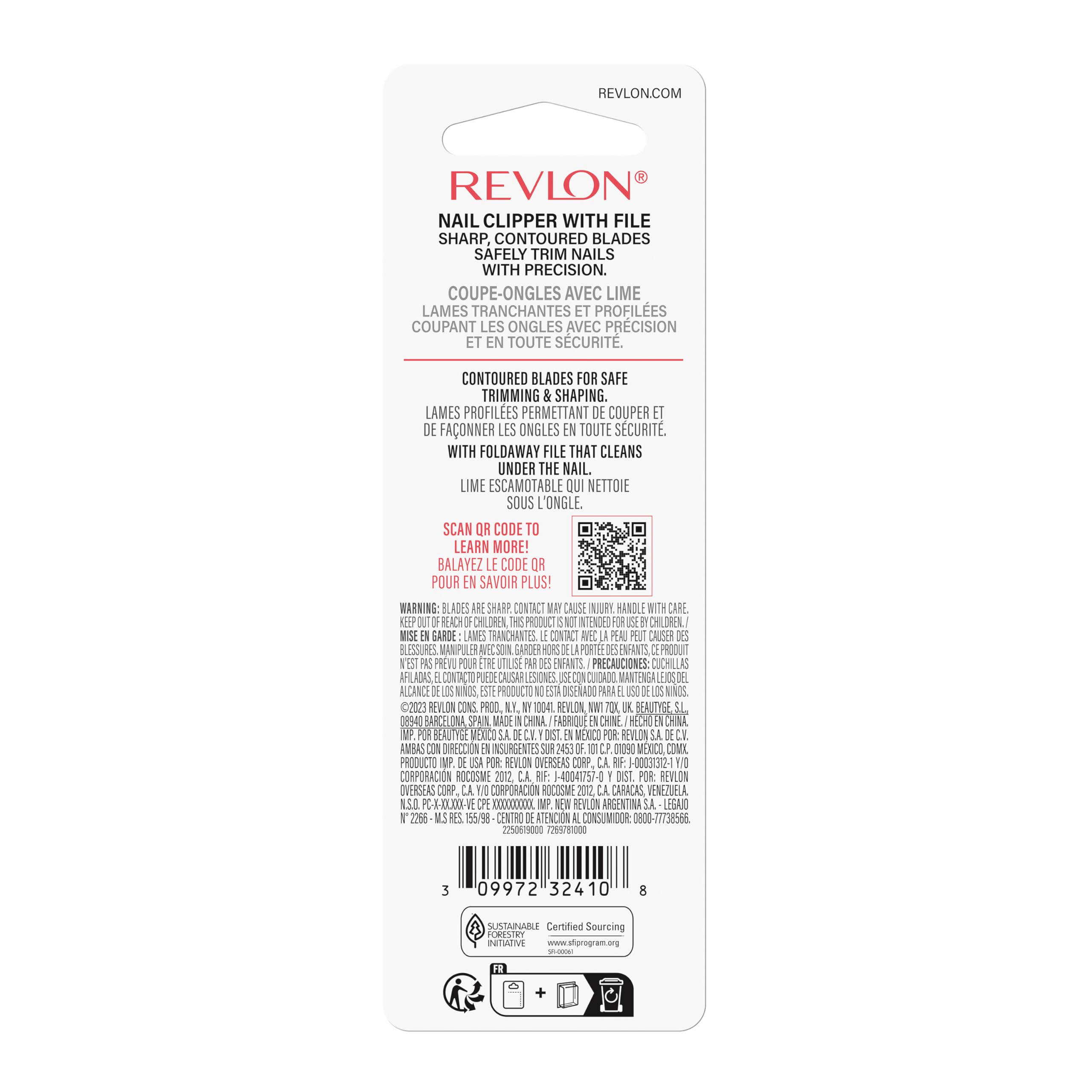 Revlon Nail Clipper With File, Manicure Care Tool With a Curved Blade for an Accurate Trimming and Grooming, Easy to Use (Pack of 1)