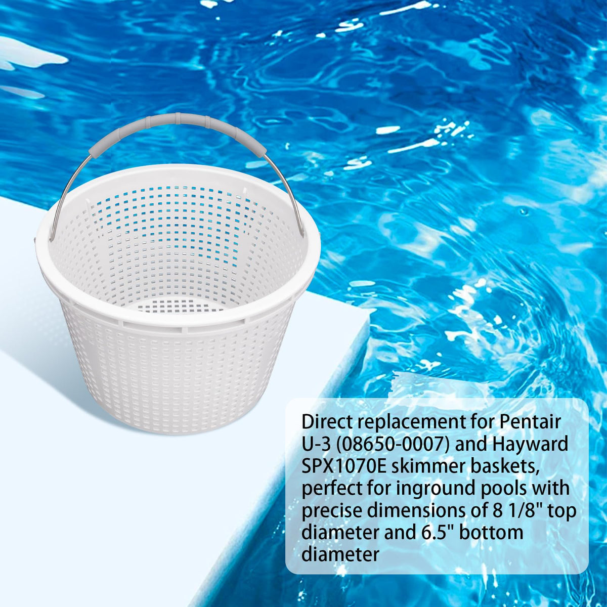 8" Pool Skimmer Basket for Inground Pool, for Pentair & Hayward