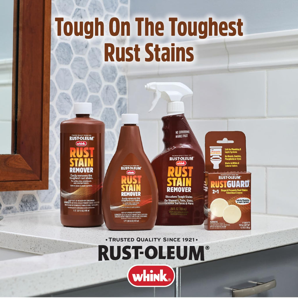Rust-Oleum Whink Rust Stain Remover | Heavy-Duty Iron Stain Remover for White Toilets & Sinks, Colorfast Fabric & Carpets | 16 oz