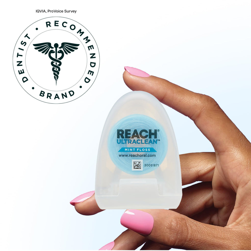 Buy now REACH Ultraclean Dental Floss, Mint, Plaque Remover for Teeth, Shred Resistant, Waxed, Easy on Gums & Teeth, Mint, Oral Care, PFAS Free, for Adults & Kids, 1 Pack, 30 yd at indiglob india