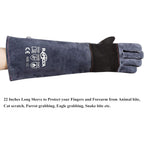 Buy now RAPICCA Animal Handling Gloves Bite Proof Reinforced Leather Padding Dog,Cat Scratch,Bird Handling Falconry Gloves Grabbing,Reptile Squirrel Snake Bite 22in Grey-Black at indiglob india