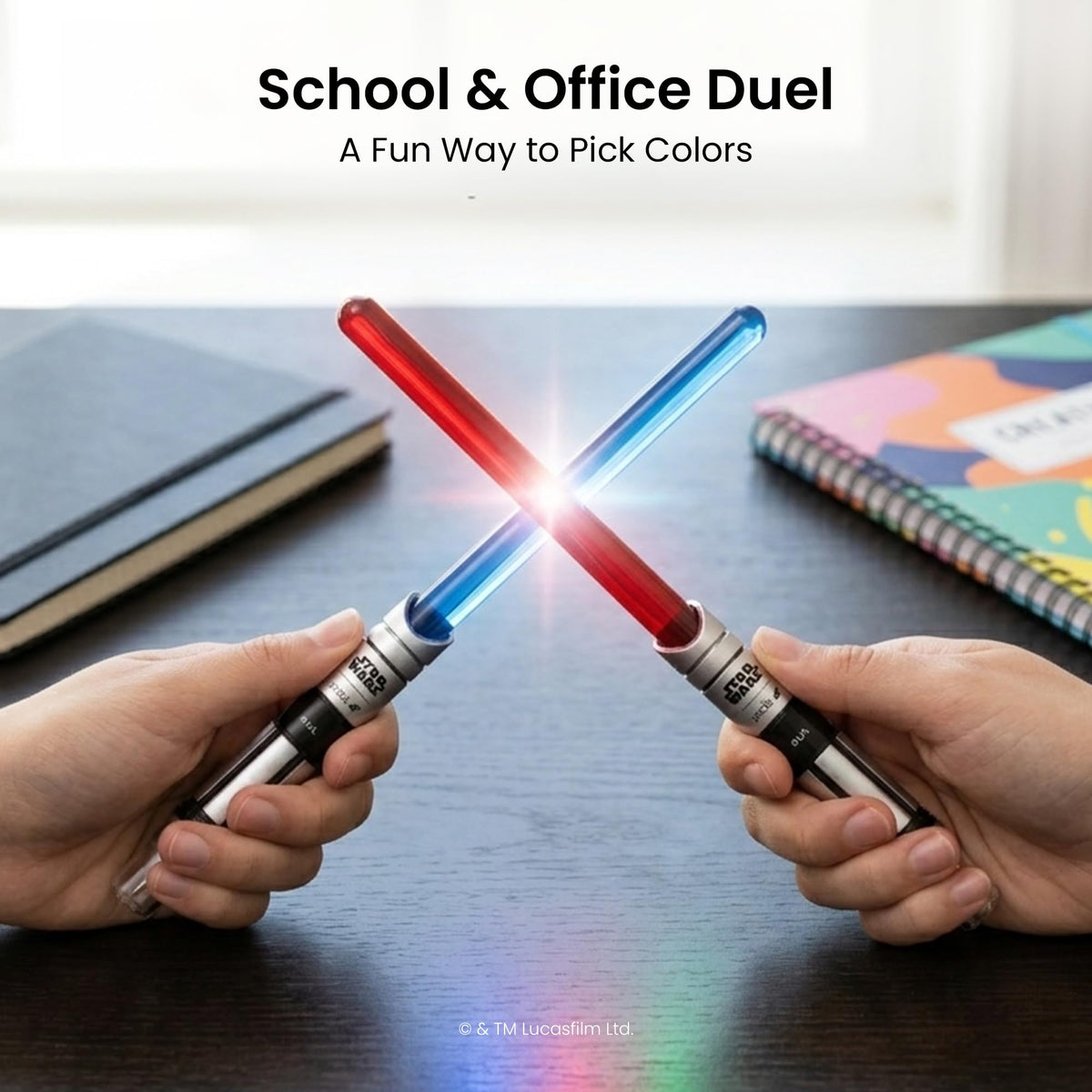 Yoobi x Star Wars Lightsaber Ballpoint Pens, Black Ink, Pack of 4, Teen & Adults