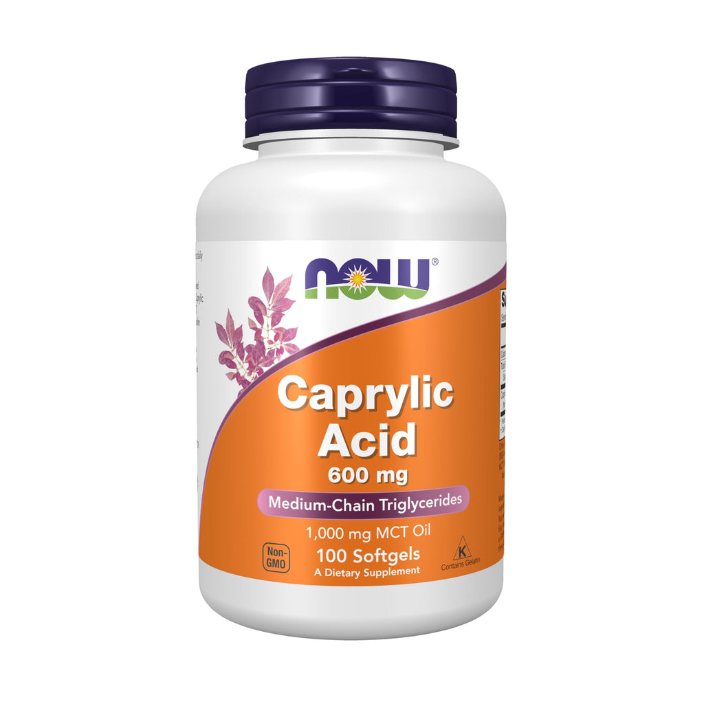 Buy now NOW Foods Supplements, Caprylic Acid 600 mg, MCT (Medium-Chain Triglycerides), 100 Softgels at indiglob india